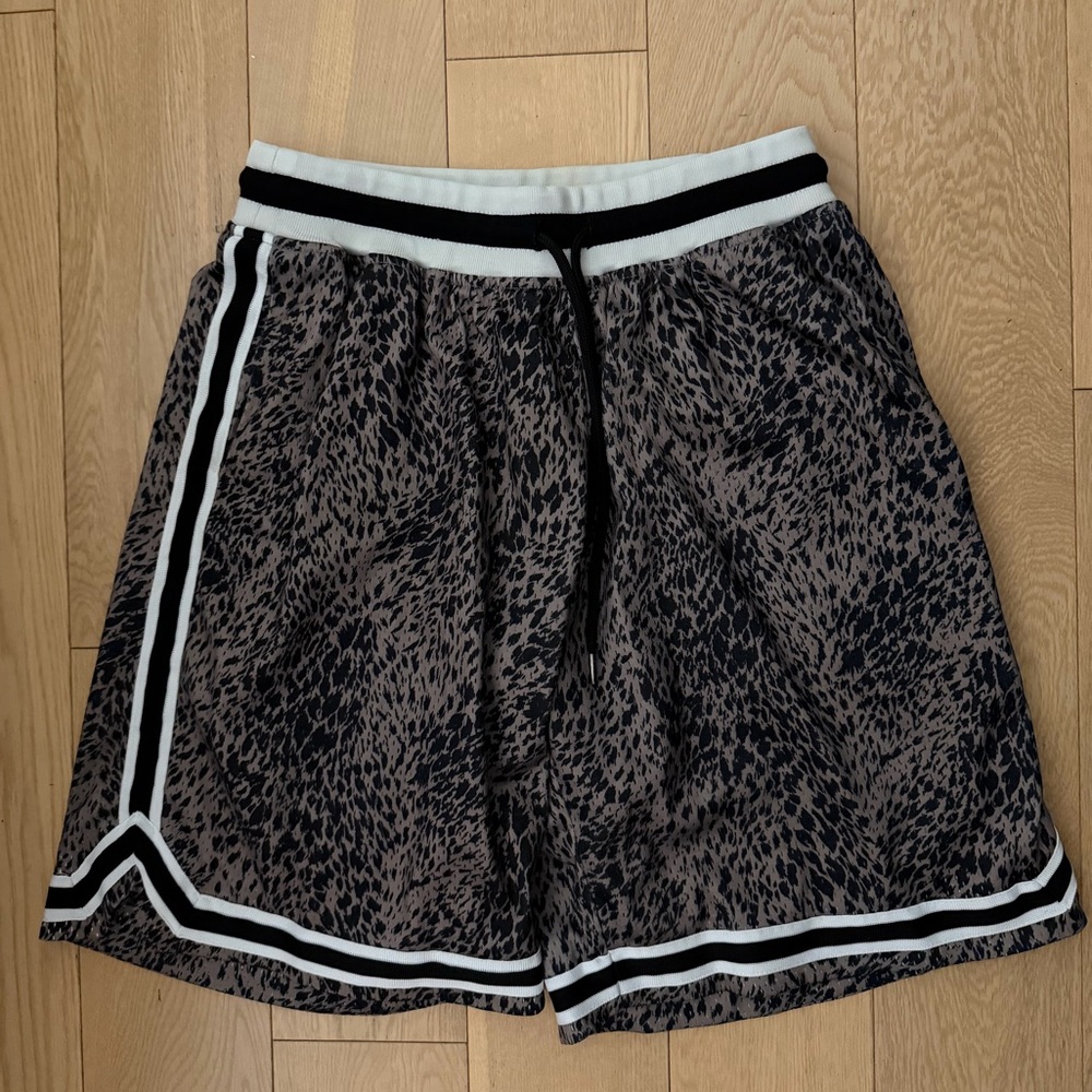 John Elliott Leopard Print Athletic Shorts